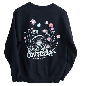 Coachella 2024 Official Festival Sweatshirt Medium Black Floral Ferris Wheel